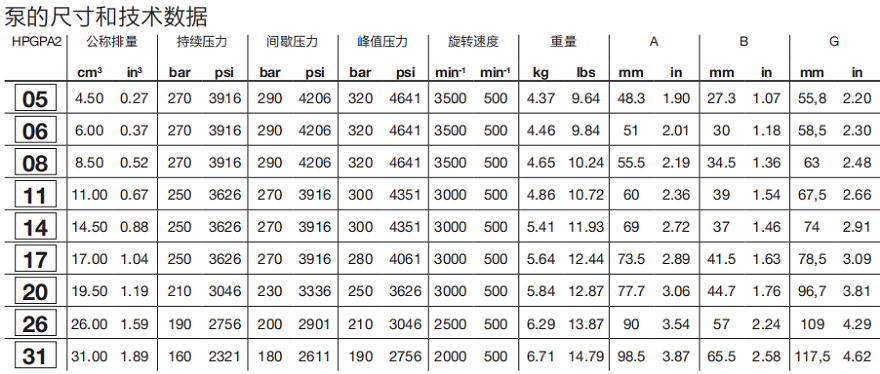 HPGPA2邦貝Bondioli齒輪泵技術數(shù)據(jù)