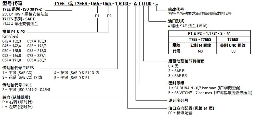 T7EE/T7EES系列葉片泵型號說明